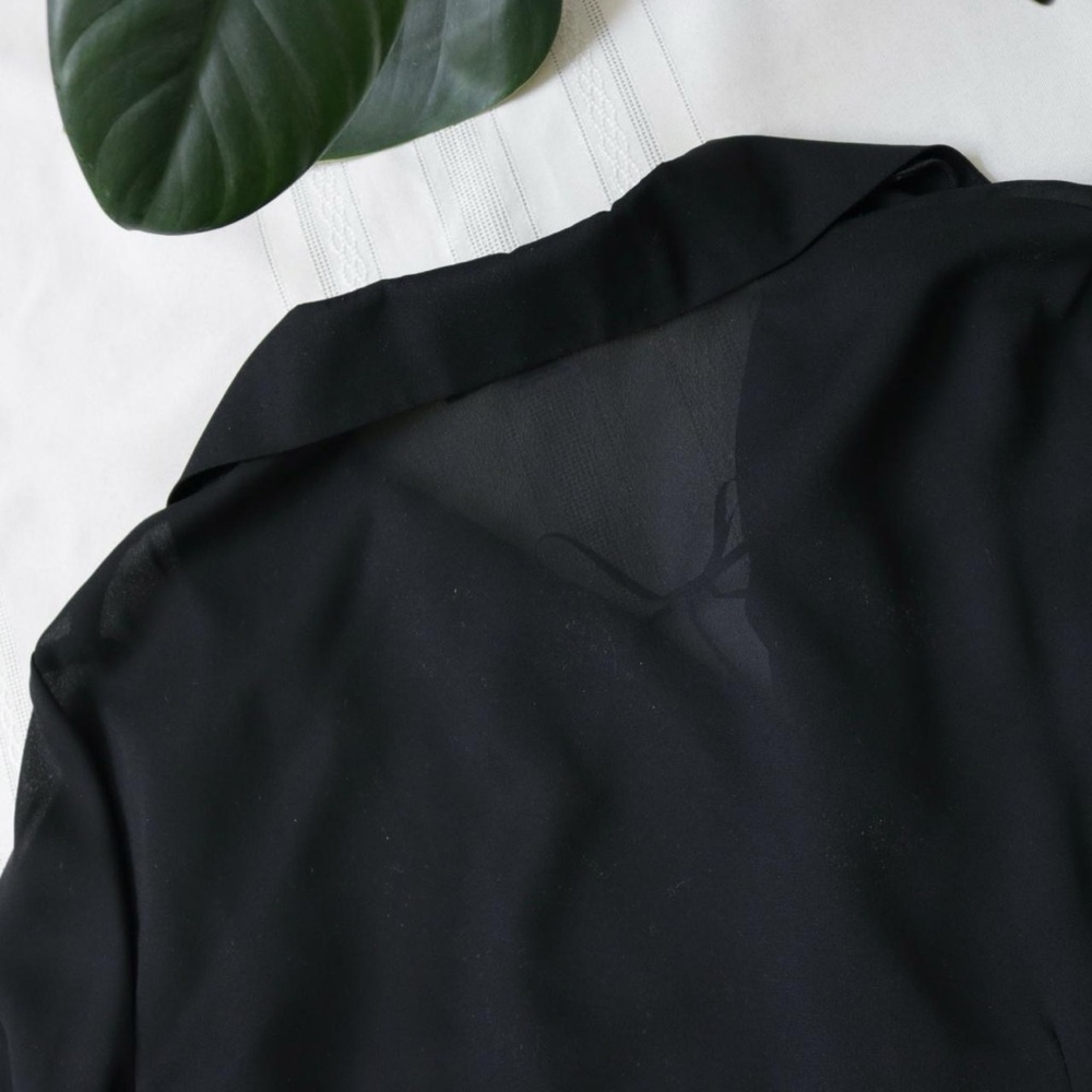 Black sheer mesh ruffle bell sleeve blouse - Picture 8 of 8
